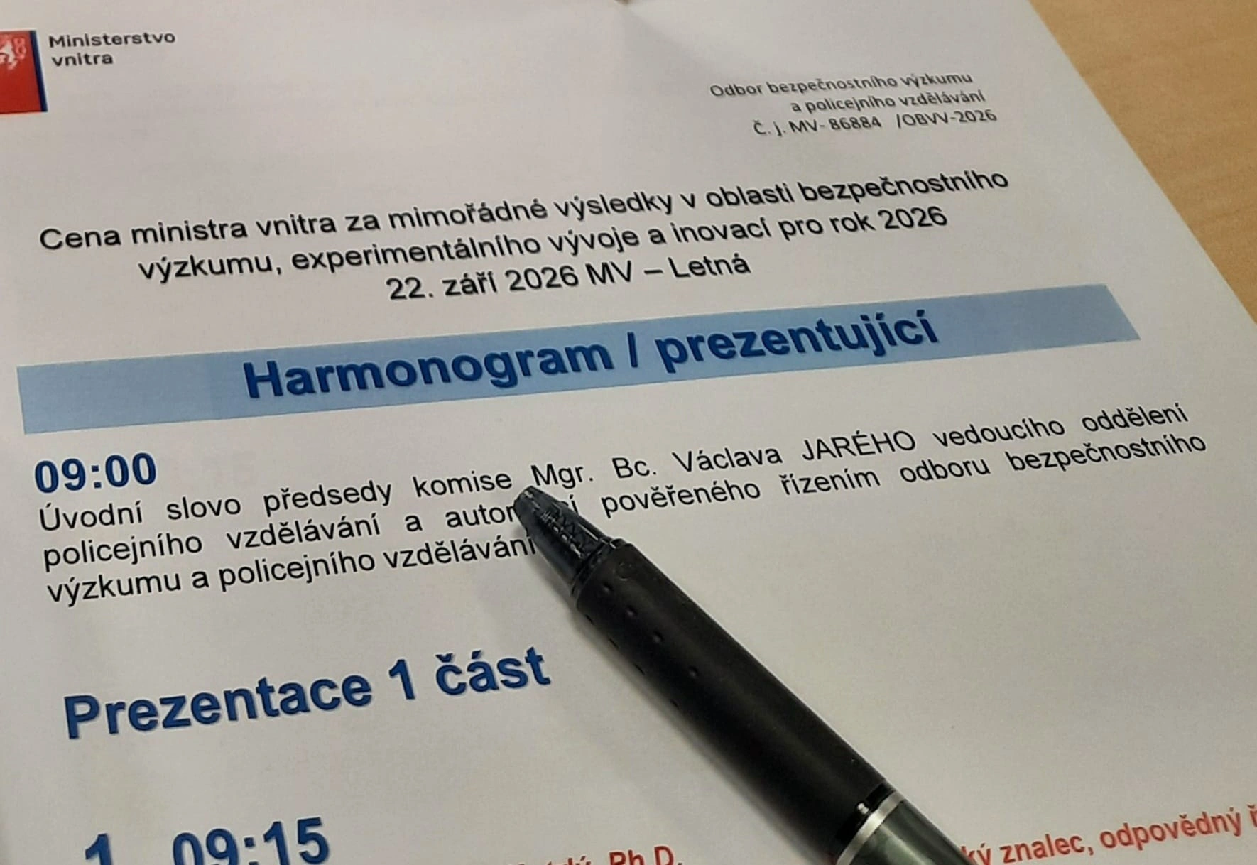 Kdo získá Cenu ministra vnitra za rok 2026?
