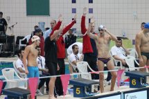 Štafeta na 4x100 m VZ ve složení zleva J. Musil, P. Obr, M. Špaček, K. Findrik 